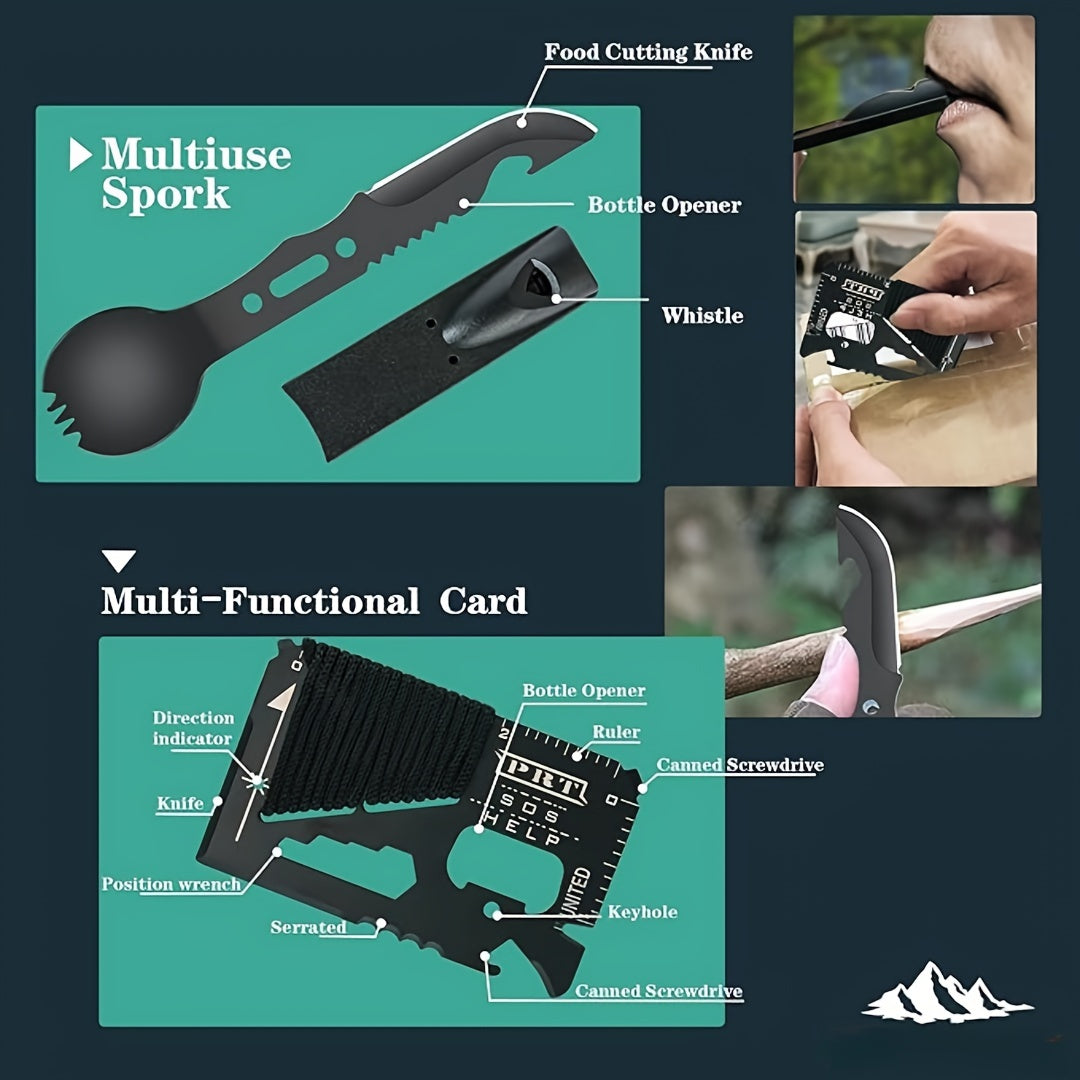 Survival, 37/142/170pcs Professional Survival Gear And Equipment With Molle Pouch.Outdoor Shovel. Outdoor Multifunctional Tool.for Men Dad Husband Who Likes Camping Outdoor Adventure