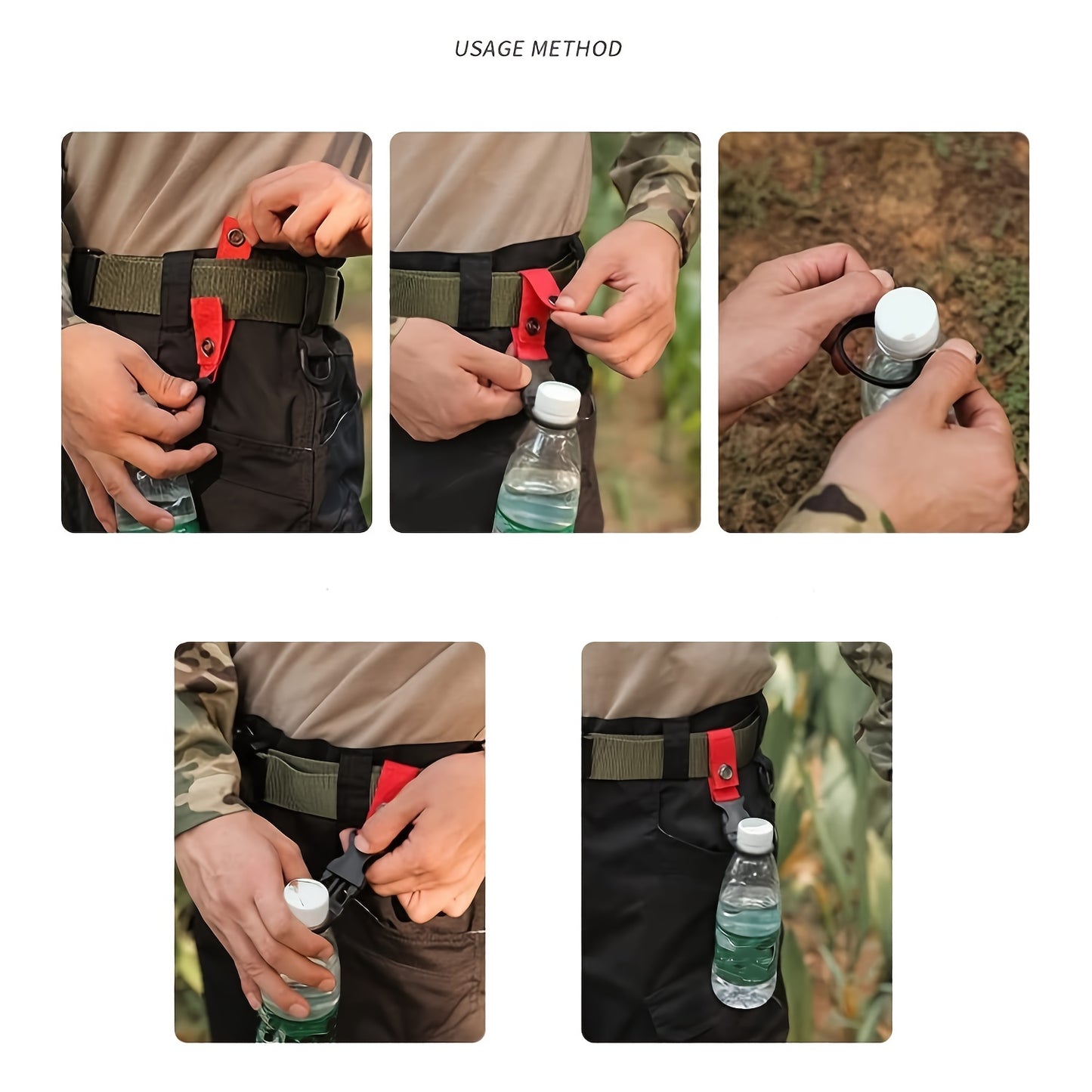 Water Bottle Clips, Portable Water Bottle Ring Holder Hanging Buckle Clip Nylon Webbing Strap for Outdoor Camping Hiking Mountaineering