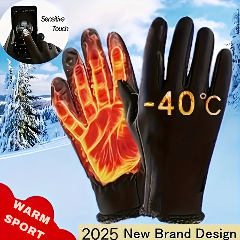 Autumn and Winter Outdoor Plus Velvet Cold Safeguard Gloves, Sports Riding Ski Touch Screen Gloves, Men&