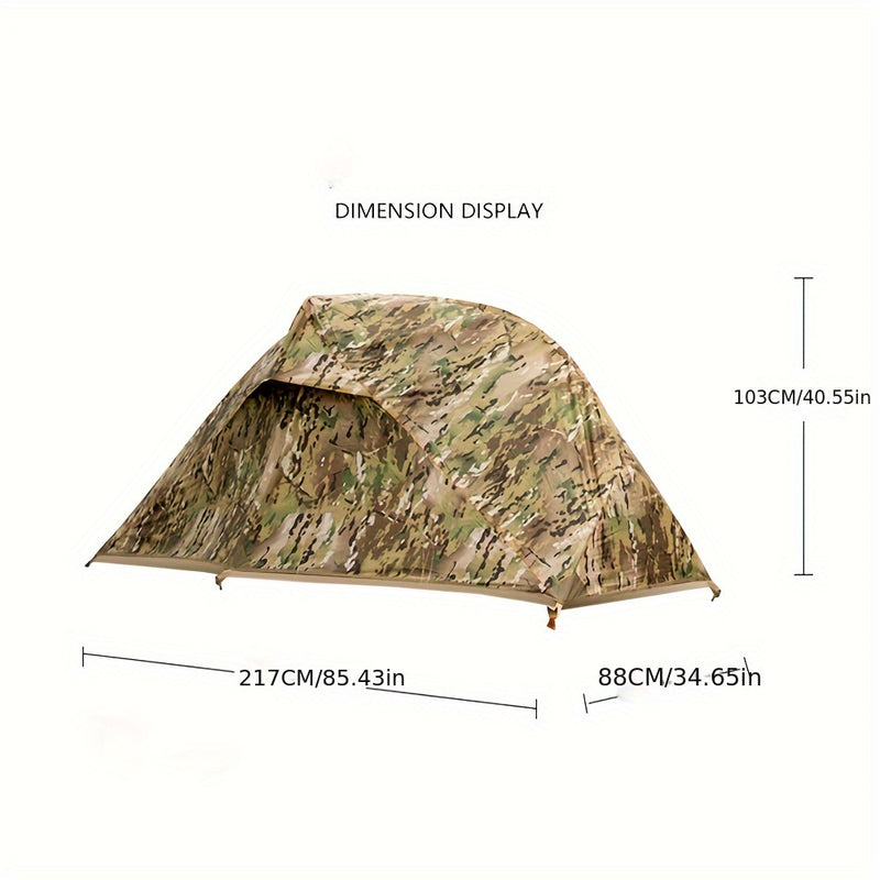 [Durable Outdoor Tent] Portable Outdoor Tent | Durable Build, Single Person, Camouflage Pattern, Breathable 210T Fabric, Includes Storage Bag & Ground Stakes - Perfect for Camping, Hiking, Hunting & Fishing, Camping Accessori