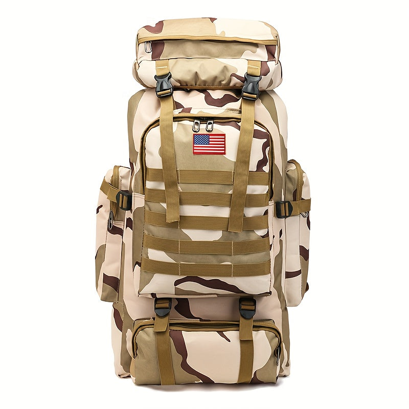 80L Tactical Backpack - Waterproof, Durable Oxford Fabric Daypack for Hiking, Hunting & Camping - Green Camo - For Outdoor Enthusiasts - Ideal for Hiking, Camping & Travel