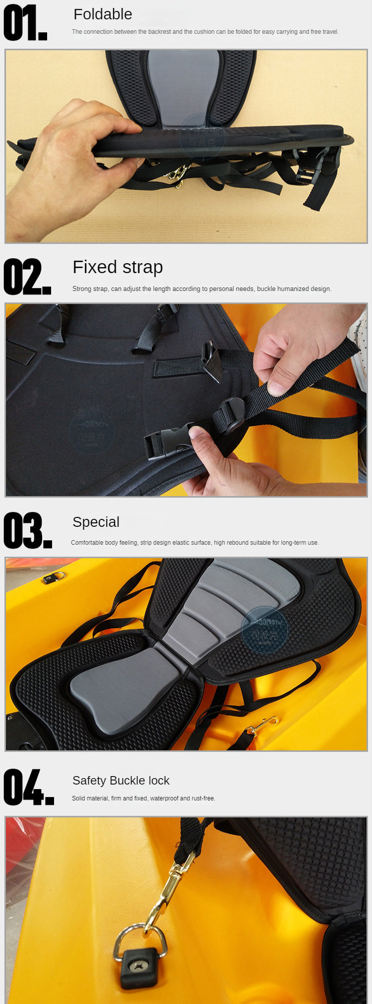 2 Pack of Kayak Seat Deluxe Padded Canoe Backrest Seat Sit On Top Cushioned Back Support SUP Paddle Board Seats with Detachable Storage Bag 4 Adjustable Straps for Kayaking Canoeing Rafting Fishing
