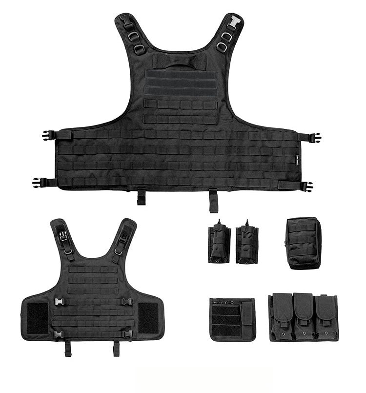 [Tactical Survival Vest] Lightweight Adjustable 1pc Multifunctional Tactical Survival Vest with MOLLE Webbing, Durable Polyester, Black, for Camping, Fishing, Hunting, Outdoor Training, and Adventure, Perfect Gift for Men, Ca