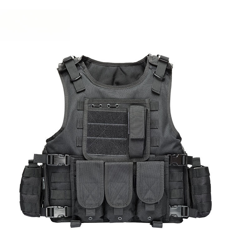 [Tactical Survival Vest] Lightweight Adjustable 1pc Multifunctional Tactical Survival Vest with MOLLE Webbing, Durable Polyester, Black, for Camping, Fishing, Hunting, Outdoor Training, and Adventure, Perfect Gift for Men, Ca