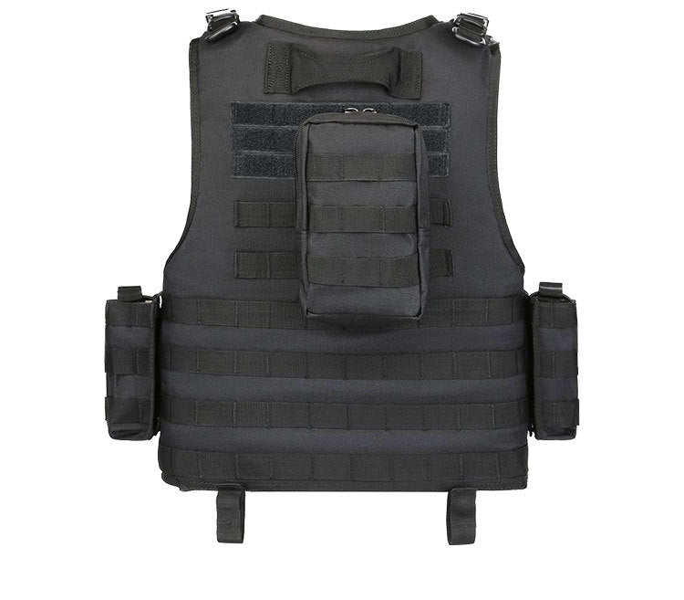 [Tactical Survival Vest] Lightweight Adjustable 1pc Multifunctional Tactical Survival Vest with MOLLE Webbing, Durable Polyester, Black, for Camping, Fishing, Hunting, Outdoor Training, and Adventure, Perfect Gift for Men, Ca