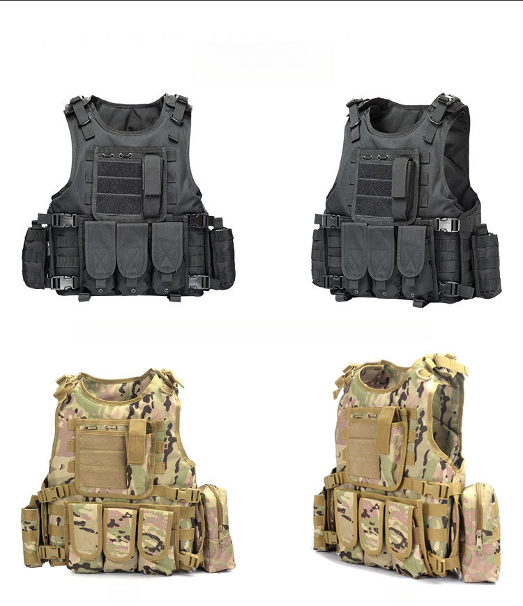 [Tactical Survival Vest] Lightweight Adjustable 1pc Multifunctional Tactical Survival Vest with MOLLE Webbing, Durable Polyester, Black, for Camping, Fishing, Hunting, Outdoor Training, and Adventure, Perfect Gift for Men, Ca