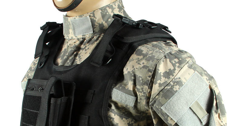[Tactical Survival Vest] Lightweight Adjustable 1pc Multifunctional Tactical Survival Vest with MOLLE Webbing, Durable Polyester, Black, for Camping, Fishing, Hunting, Outdoor Training, and Adventure, Perfect Gift for Men, Ca