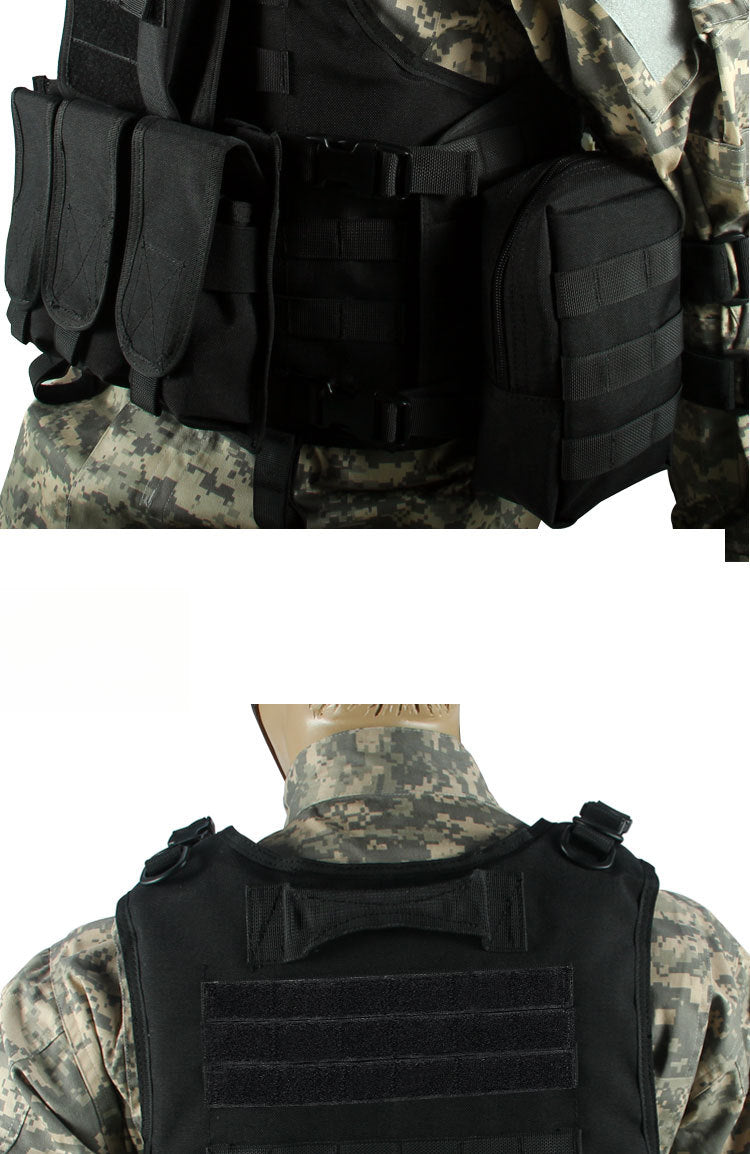 [Tactical Survival Vest] Lightweight Adjustable 1pc Multifunctional Tactical Survival Vest with MOLLE Webbing, Durable Polyester, Black, for Camping, Fishing, Hunting, Outdoor Training, and Adventure, Perfect Gift for Men, Ca