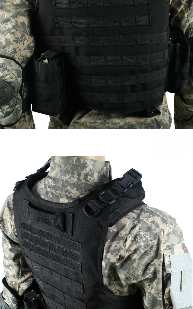 [Tactical Survival Vest] Lightweight Adjustable 1pc Multifunctional Tactical Survival Vest with MOLLE Webbing, Durable Polyester, Black, for Camping, Fishing, Hunting, Outdoor Training, and Adventure, Perfect Gift for Men, Ca