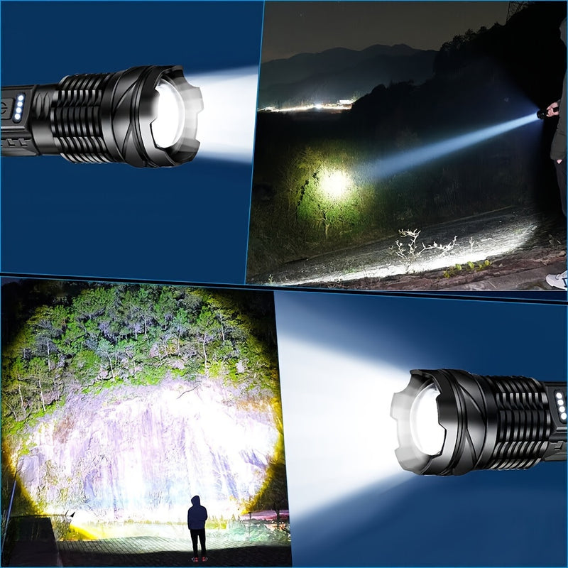 1pc Super Powerful Rechargeable Torch Flood Light, For Outdoor Camping, Fishing, Hunting, Climbing, Adventure Emergency Night Biking And Hiking