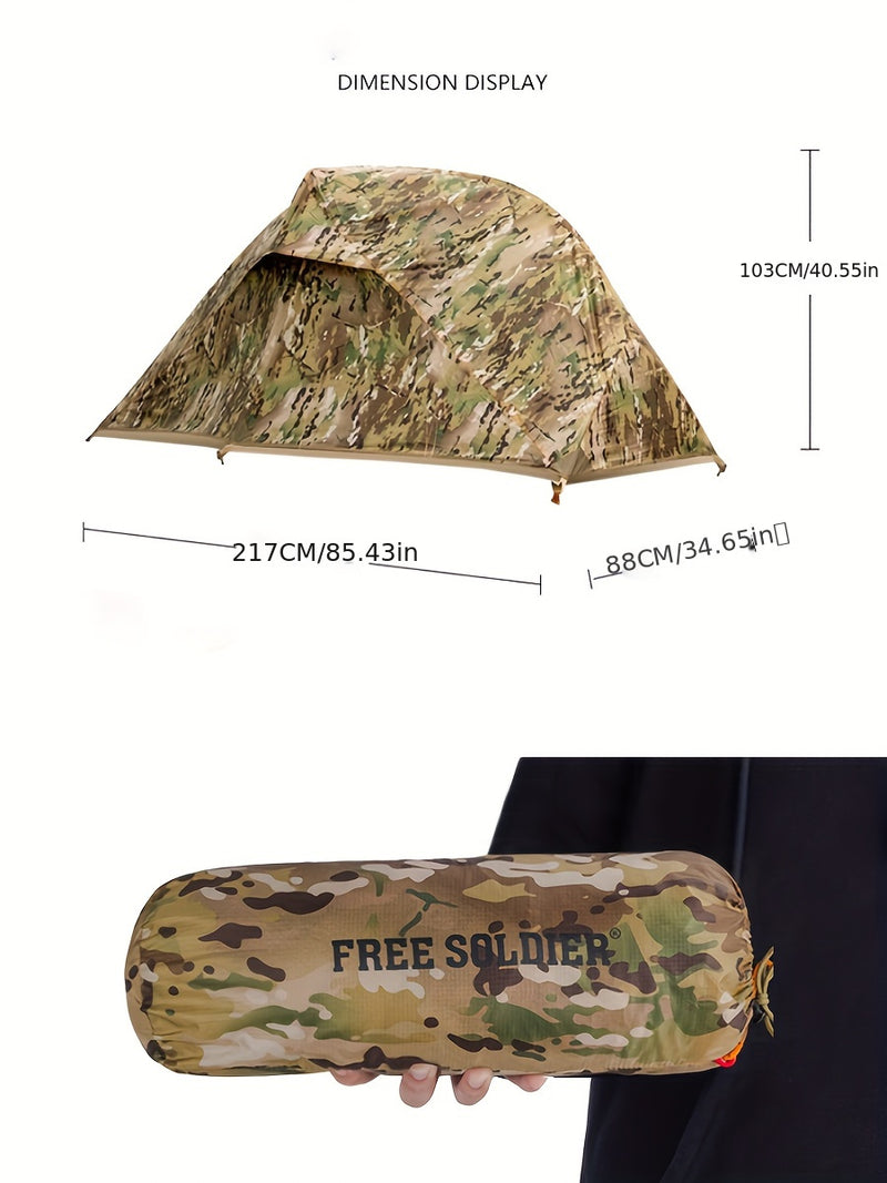 [Durable Outdoor Tent] Portable Outdoor Tent | Durable Build, Single Person, Camouflage Pattern, Breathable 210T Fabric, Includes Storage Bag & Ground Stakes - Perfect for Camping, Hiking, Hunting & Fishing, Camping Accessori