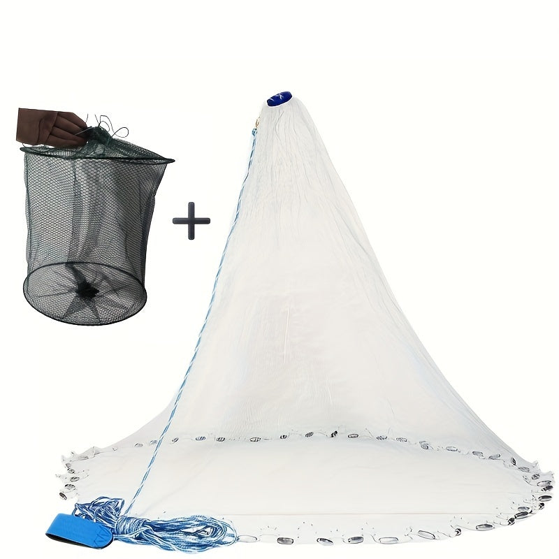 1 Set, 4ft Fishing Casting Net with Sinker Weights - Ideal for Saltwater Fishing Trap and Bait Cage, Perfect for Catching Shrimp and Crabs, Durable Nylon Blend, Handmade American Fishing Nets, Outdoor Gear