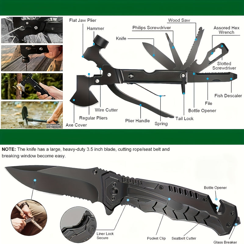 Survival, 37/142/170pcs Professional Survival Gear And Equipment With Molle Pouch.Outdoor Shovel. Outdoor Multifunctional Tool.for Men Dad Husband Who Likes Camping Outdoor Adventure