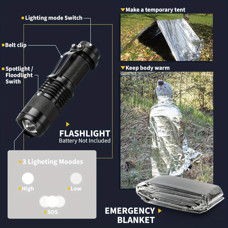 Gifts For Men Dad Husband, Survival Kits 27 In 1 Camping Accessories Tactical Gear Fishing Equipment For Camping Hiking Hunting Outdoor Adventure