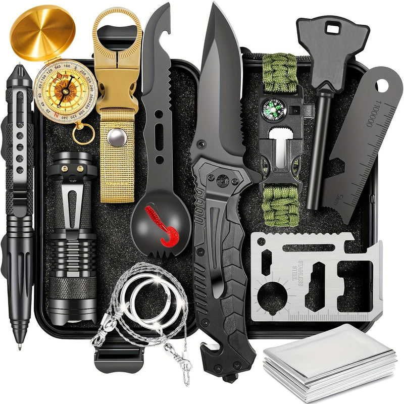 Gifts For Men Dad Husband, Survival Kits 27 In 1 Camping Accessories Tactical Gear Fishing Equipment For Camping Hiking Hunting Outdoor Adventure