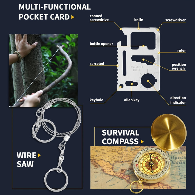 Gifts For Men Dad Husband, Survival Kits 27 In 1 Camping Accessories Tactical Gear Fishing Equipment For Camping Hiking Hunting Outdoor Adventure