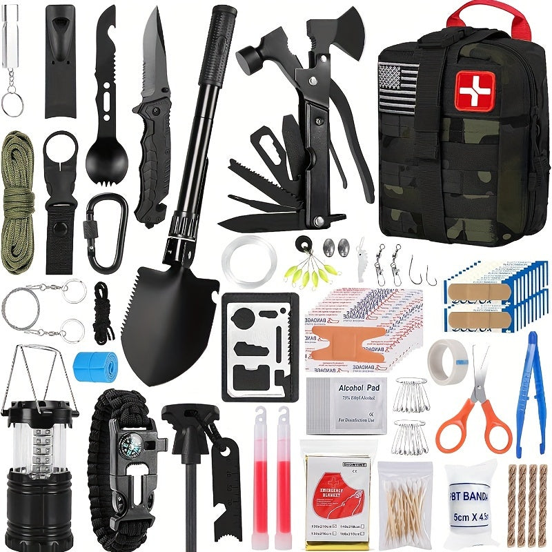 Survival First Aid Kit, 170pcs Survival Kits, Trauma Kit With Essential Survival Gear Emergency Supplies For Hiking Camping Backpacking Outdoor Adventure