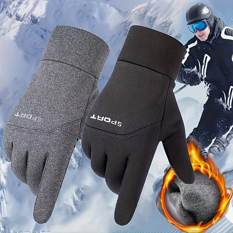 Autumn and Winter Outdoor Plus Velvet Cold Safeguard Gloves, Sports Riding Ski Touch Screen Gloves, Men&