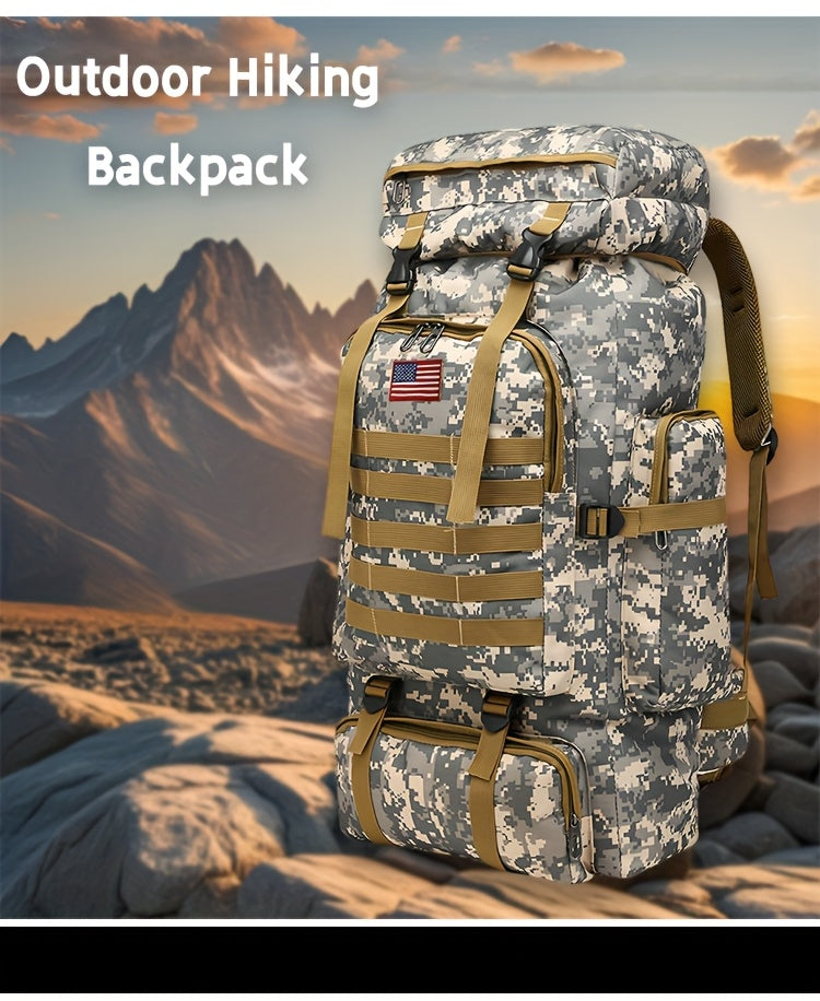 80L Tactical Backpack - Waterproof, Durable Oxford Fabric Daypack for Hiking, Hunting & Camping - Green Camo - For Outdoor Enthusiasts - Ideal for Hiking, Camping & Travel