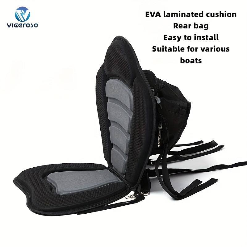 2 Pack of Kayak Seat Deluxe Padded Canoe Backrest Seat Sit On Top Cushioned Back Support SUP Paddle Board Seats with Detachable Storage Bag 4 Adjustable Straps for Kayaking Canoeing Rafting Fishing