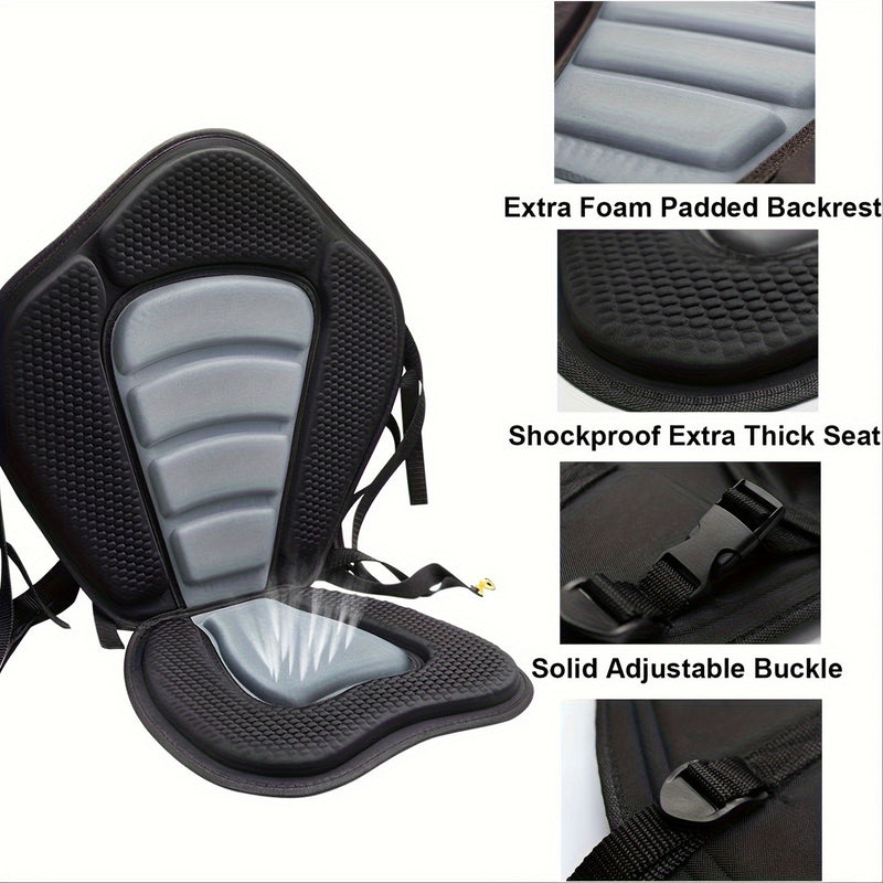 2 Pack of Kayak Seat Deluxe Padded Canoe Backrest Seat Sit On Top Cushioned Back Support SUP Paddle Board Seats with Detachable Storage Bag 4 Adjustable Straps for Kayaking Canoeing Rafting Fishing