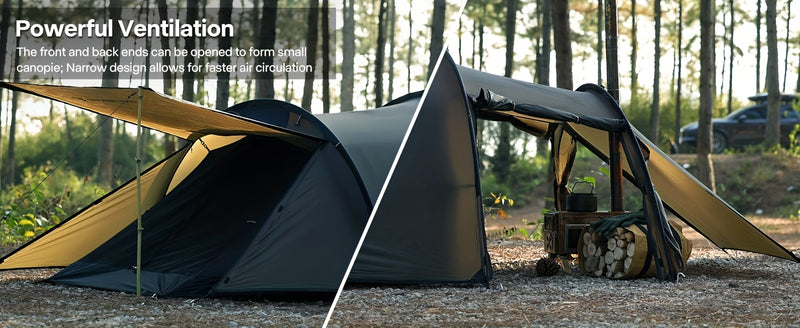 Hot Tent with Stove Jack Camping Tent Winter Tent 4 Season Tent 1-2 Person Backpacking for Camping Hiking Hunting Fishing Waterproof Windproof Lightweight 153 x 67 x 43 (inches)