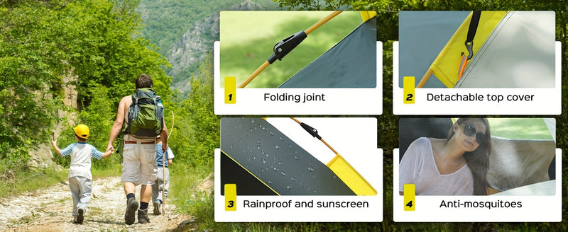 [Automatic Camping Tent] LOVEWE 2-3/3-4 Person Automatic Instant Setup Camping Tent | All-Season Waterproof Windproof Lightweight Green/Yellow Tent with Dual Doors & Mesh Windows for Camping, Hiking, Hunting, Travel, Outdoor