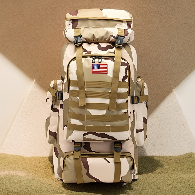 80L Tactical Backpack - Waterproof, Durable Oxford Fabric Daypack for Hiking, Hunting & Camping - Green Camo - For Outdoor Enthusiasts - Ideal for Hiking, Camping & Travel