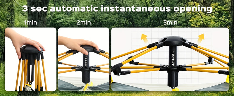 [Automatic Camping Tent] LOVEWE 2-3/3-4 Person Automatic Instant Setup Camping Tent | All-Season Waterproof Windproof Lightweight Green/Yellow Tent with Dual Doors & Mesh Windows for Camping, Hiking, Hunting, Travel, Outdoor