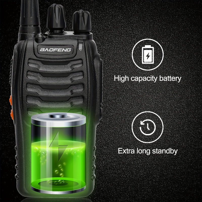 2pcs/4pcs Walkie Talkie, 2/4 Pack Portable Walkie Talkies, 16 Channels Walky Talky, Rechargeable Handheld Two Way Radios, Long Range for Adults with Earpieces, Outdoor Equipment Supports Camping Hiking Hunting