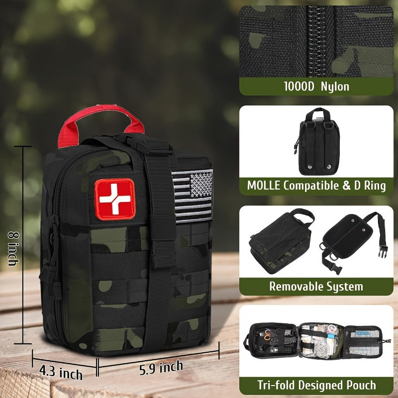 Survival First Aid Kit, 170pcs Survival Kits, Trauma Kit With Essential Survival Gear Emergency Supplies For Hiking Camping Backpacking Outdoor Adventure