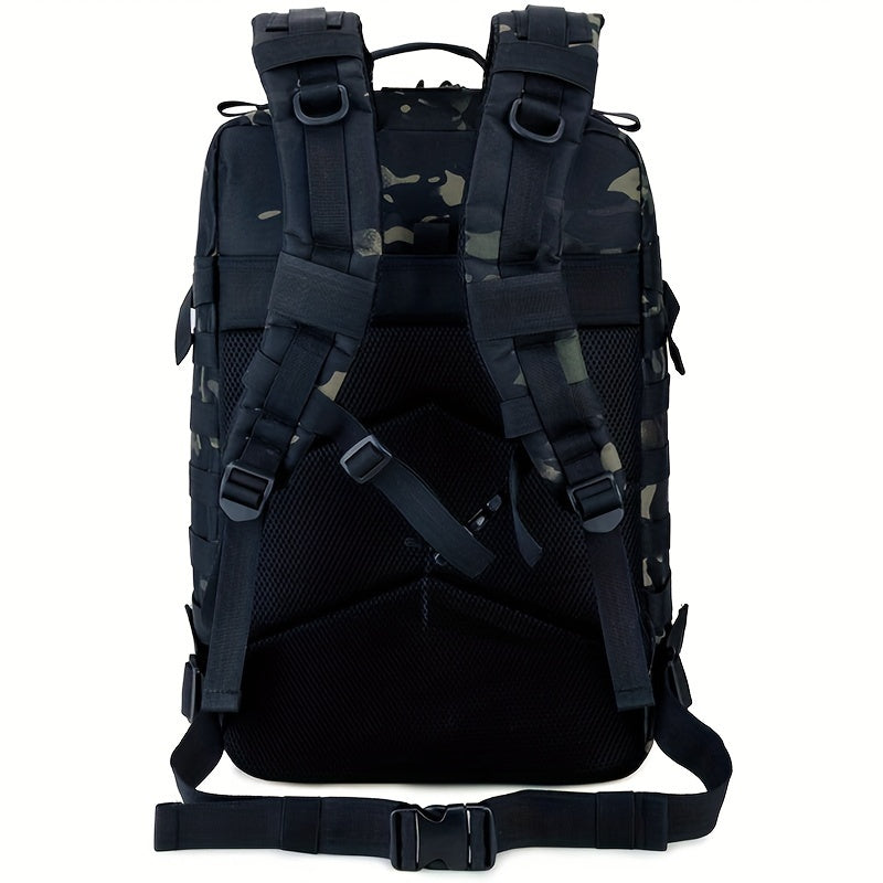 WUIING 11.89gal Tactical Backpack, Mixed Camo, MOLLE Compatible, Water-Resistant Oxford Fabric, Zip Closure, Multi-Purpose Outdoor Gear for Men & Women, Hunting & Fishing, Camping, Hiking, Trekking, Bug Out Bag
