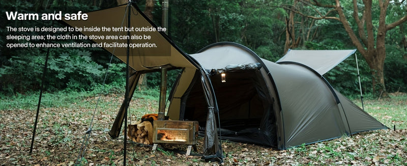Hot Tent with Stove Jack Camping Tent Winter Tent 4 Season Tent 1-2 Person Backpacking for Camping Hiking Hunting Fishing Waterproof Windproof Lightweight 153 x 67 x 43 (inches)