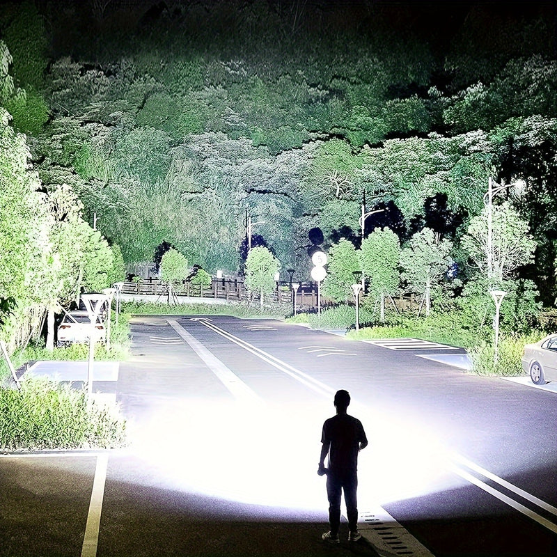 1pc Super Powerful Rechargeable Torch Flood Light, For Outdoor Camping, Fishing, Hunting, Climbing, Adventure Emergency Night Biking And Hiking