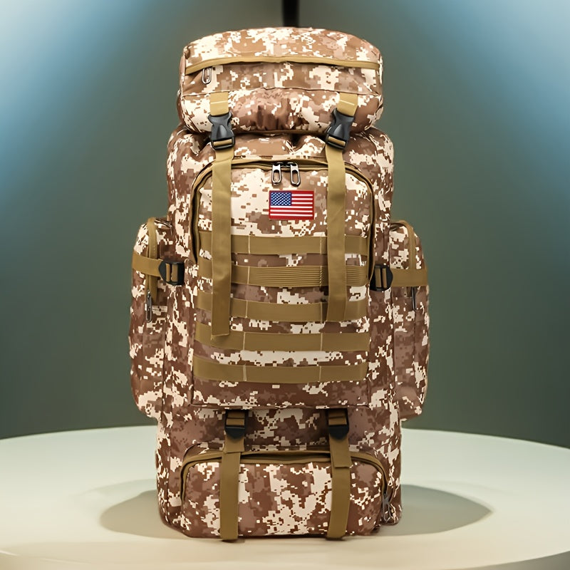 80L Tactical Backpack - Waterproof, Durable Oxford Fabric Daypack for Hiking, Hunting & Camping - Green Camo - For Outdoor Enthusiasts - Ideal for Hiking, Camping & Travel