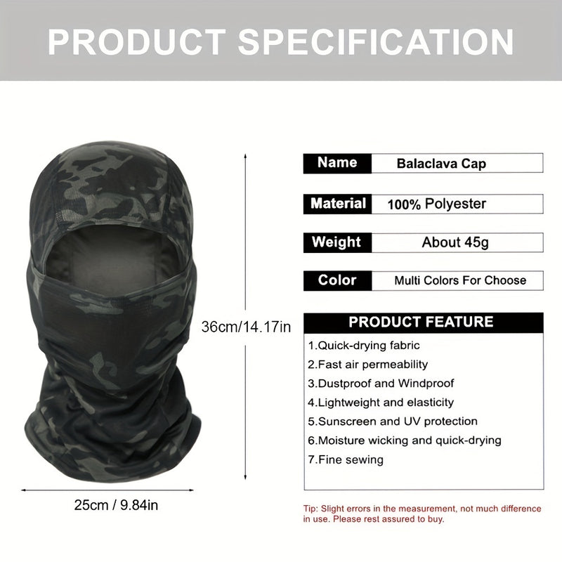 Camouflage Tactical Headgear Barakla Hair Cap Outdoor Sports Hiking Mountaineering Riding Mask Scarf Military Fan CS Helmet Inner Hat Camouflage Sunscreen Headscarf