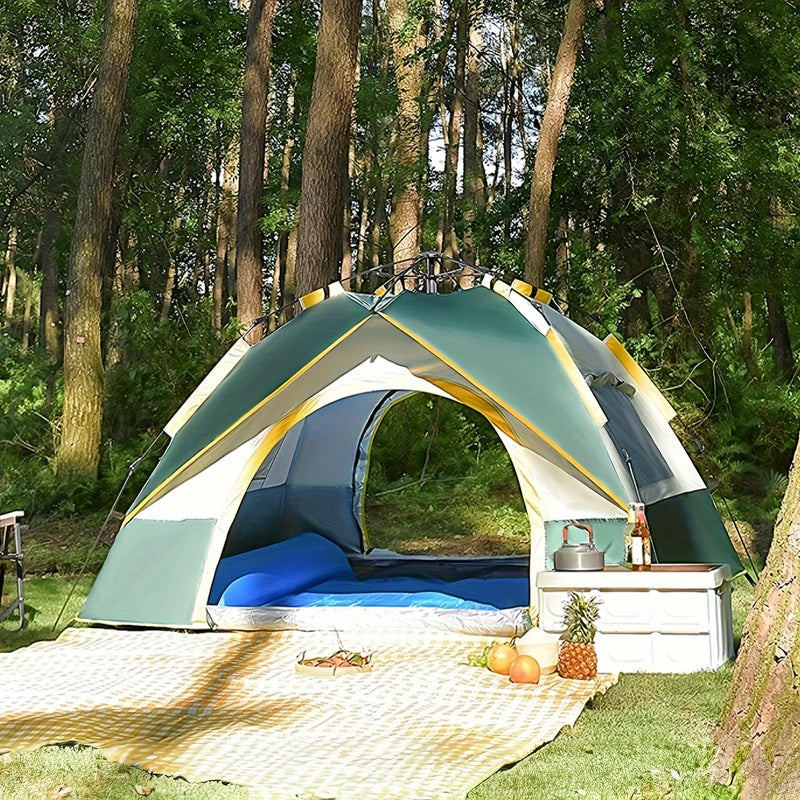 [Automatic Camping Tent] LOVEWE 2-3/3-4 Person Automatic Instant Setup Camping Tent | All-Season Waterproof Windproof Lightweight Green/Yellow Tent with Dual Doors & Mesh Windows for Camping, Hiking, Hunting, Travel, Outdoor