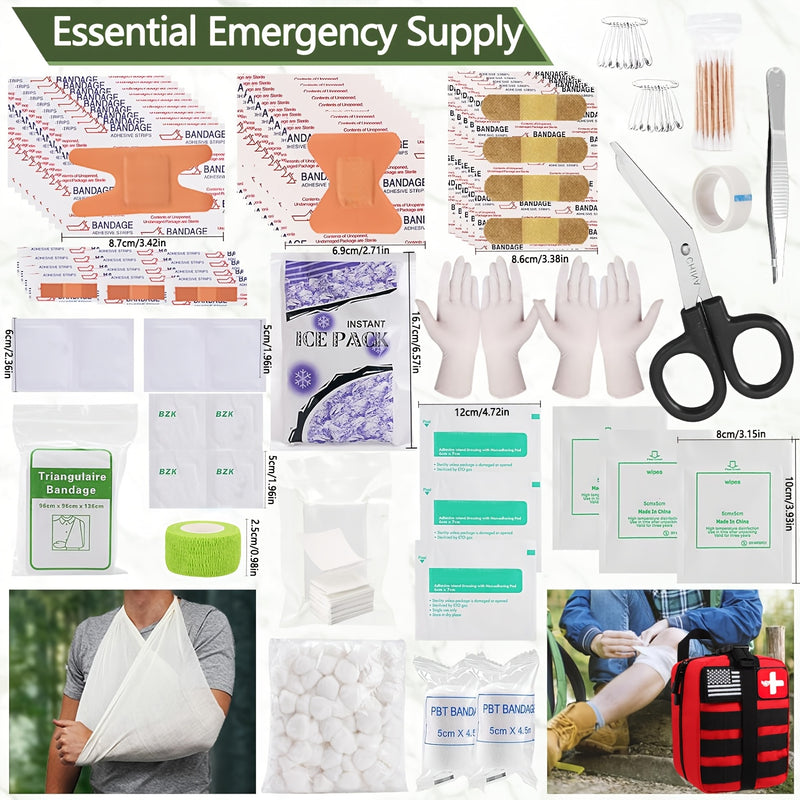 252pcs Survival Gear Kit - All-in-One Emergency Supply Set With MOLLE-Compatible Bag And Emergency Tent - Essential For Earthquakes, Hiking, Hunting, And Outdoor Adventures - Great Gift For Him And Her
