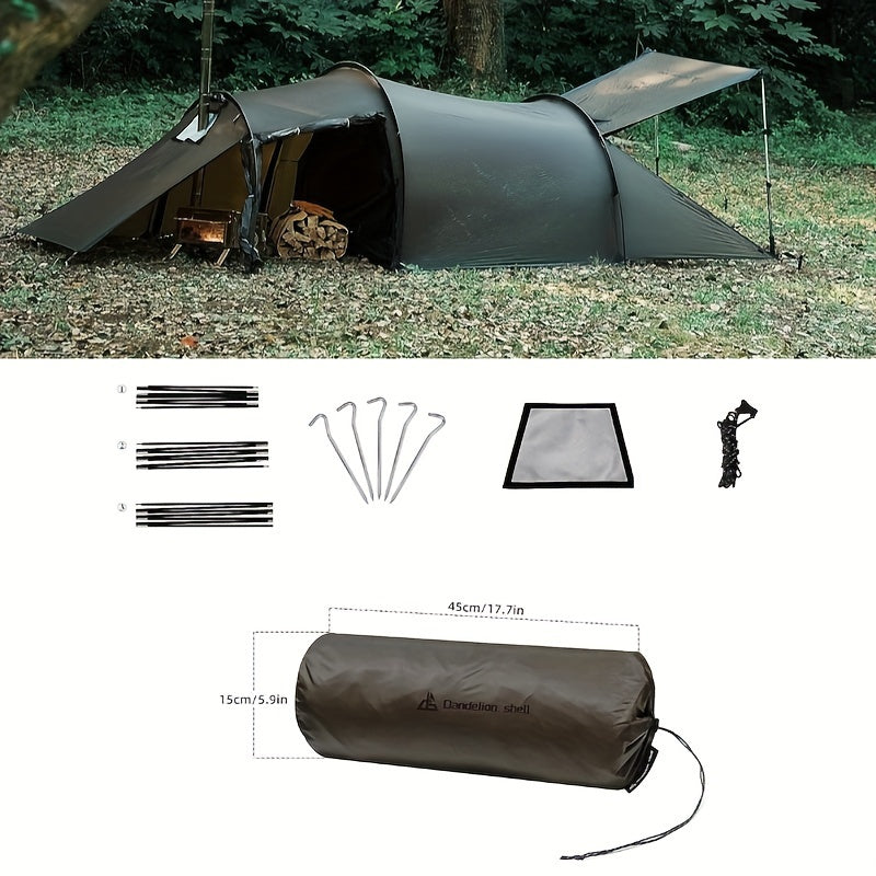 Hot Tent with Stove Jack Camping Tent Winter Tent 4 Season Tent 1-2 Person Backpacking for Camping Hiking Hunting Fishing Waterproof Windproof Lightweight 153 x 67 x 43 (inches)