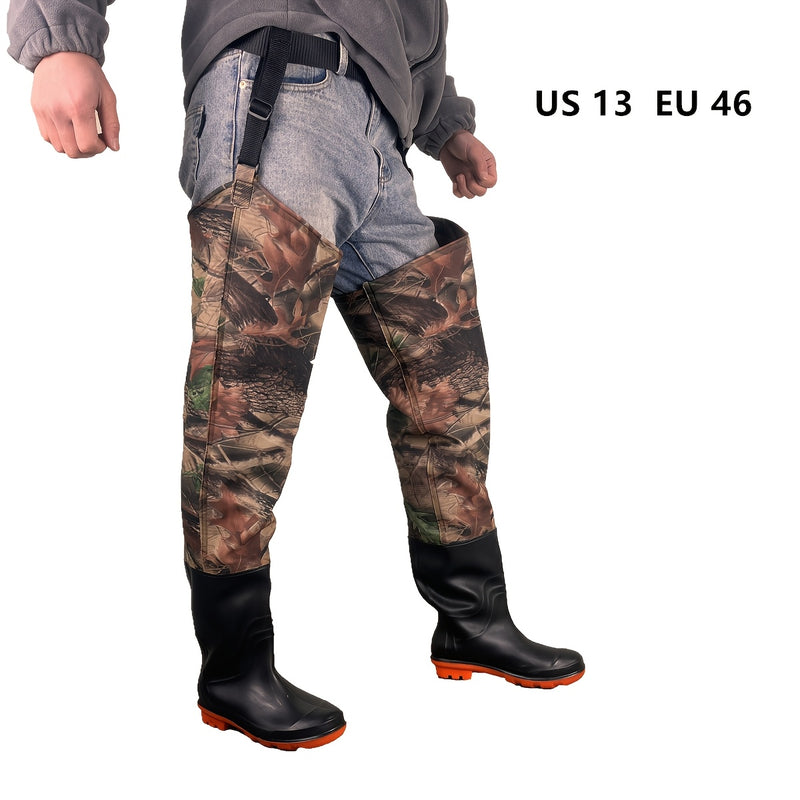 1 Pair of Camouflage Pattern Waterproof PVC Coated Wading Pants with Sturdy Buckskin Ankle Boots - Ideal for Fishing & Agriculture, Durable Outdoor Gear, Fishing Accessory