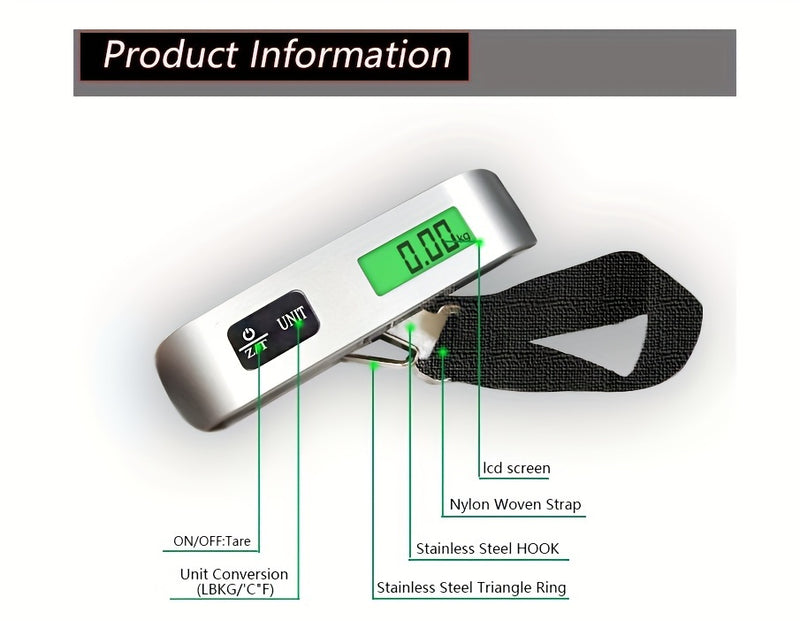 Luggage Scale, Electronic Scale, Portable Scale, Hook Scale, Parcel Scale, 110.23LB Mini Hanging Scale, Portable Spring Lifting Scale, Fishing Scale (Without Battery)