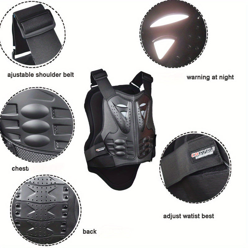 [Popular Choice] CHCYCLE Adjustable Motorcycle Vest - Breathable & Lightweight Armor for Dirt Biking, Mountain Riding & Off-Road Racing | Comfort Padding & Durable PE Shell Protection, Riding Chest Back Protector, Adults