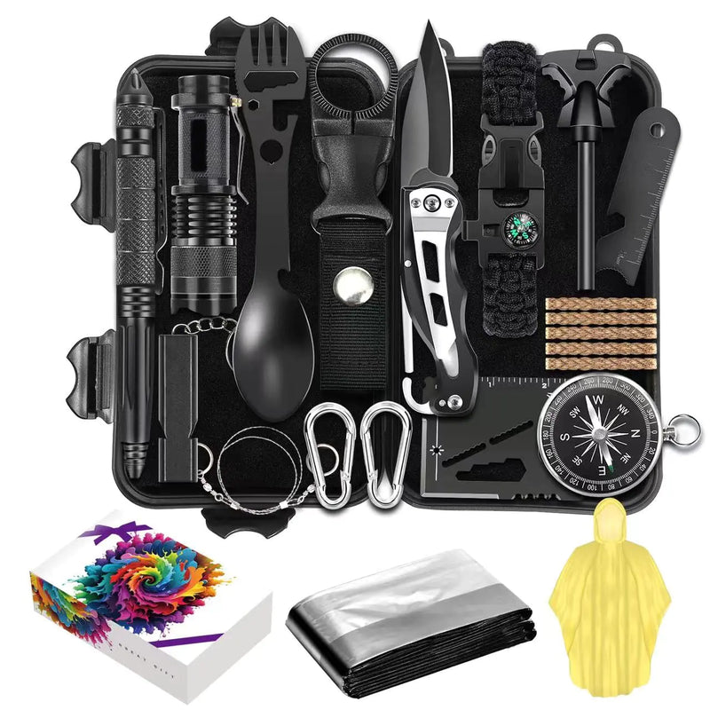 Survival kit16 in 1 Professional Survival Gear Tool kit Camping Gear Camping Essentials for Fathers Day Christmas Hiking Hunting