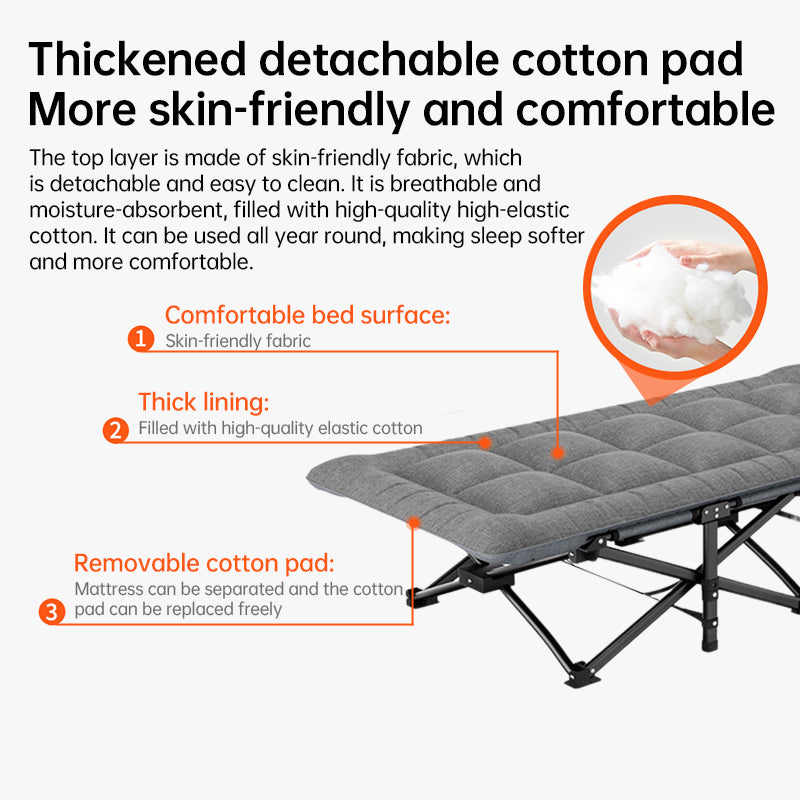 Outdoor camping bed, foldable beach bed, single garden siesta bed, with storage bag, lightweight.