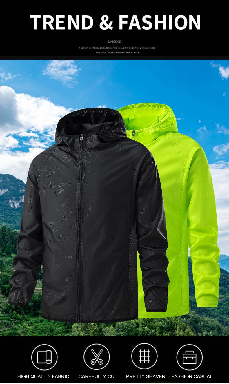 JNLN Unisex Hiking Jackets Waterproof Sun Protection Windbreaker Men Women Camping Climbing Outdoor Rain Coat Portable Clothes