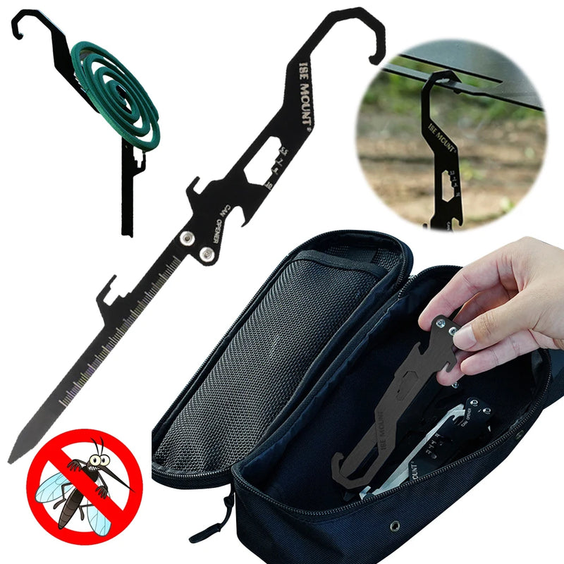 Foldable Camping Stakes Multifunctional Outdoor Tent Nails Stainless Steel Camping Tent Pegs for Outdoor Camping Canopy