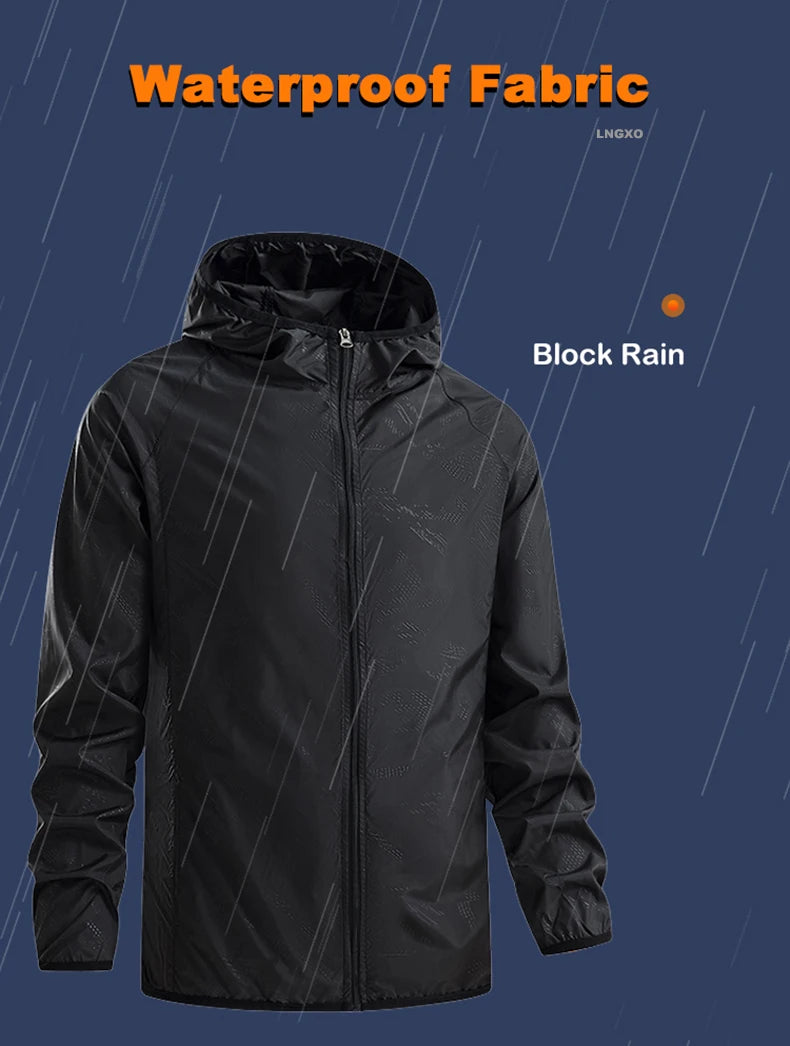 JNLN Unisex Hiking Jackets Waterproof Sun Protection Windbreaker Men Women Camping Climbing Outdoor Rain Coat Portable Clothes