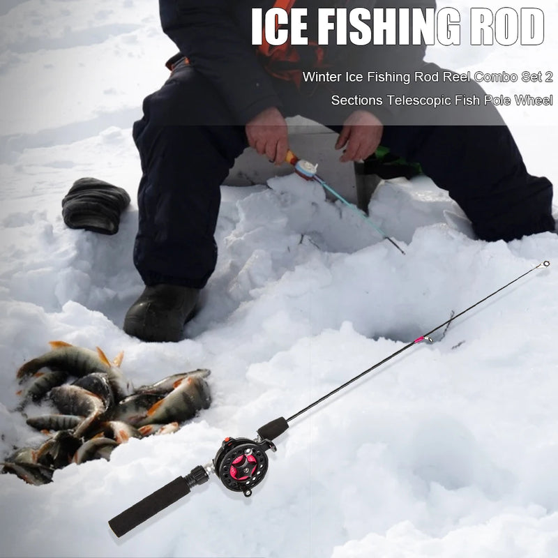 Winter Ice Fishing Rods Reel for Angler Outdoor Telescopic 2 Sections Fish Pole Carbon Fiber River Shrimp Carp Ice Fishing Pole