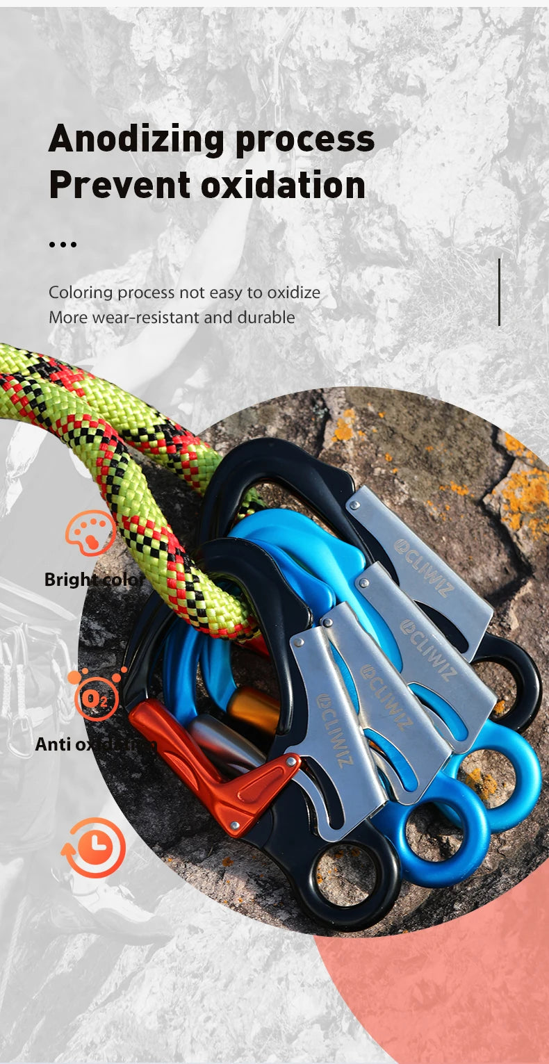 CLIWIZ 7075 Aviation Aluminium Material 35KN Heavy Duty Tension Auto Safety Lock Outdoor Professional Climbing Carabiner CE/UIAA