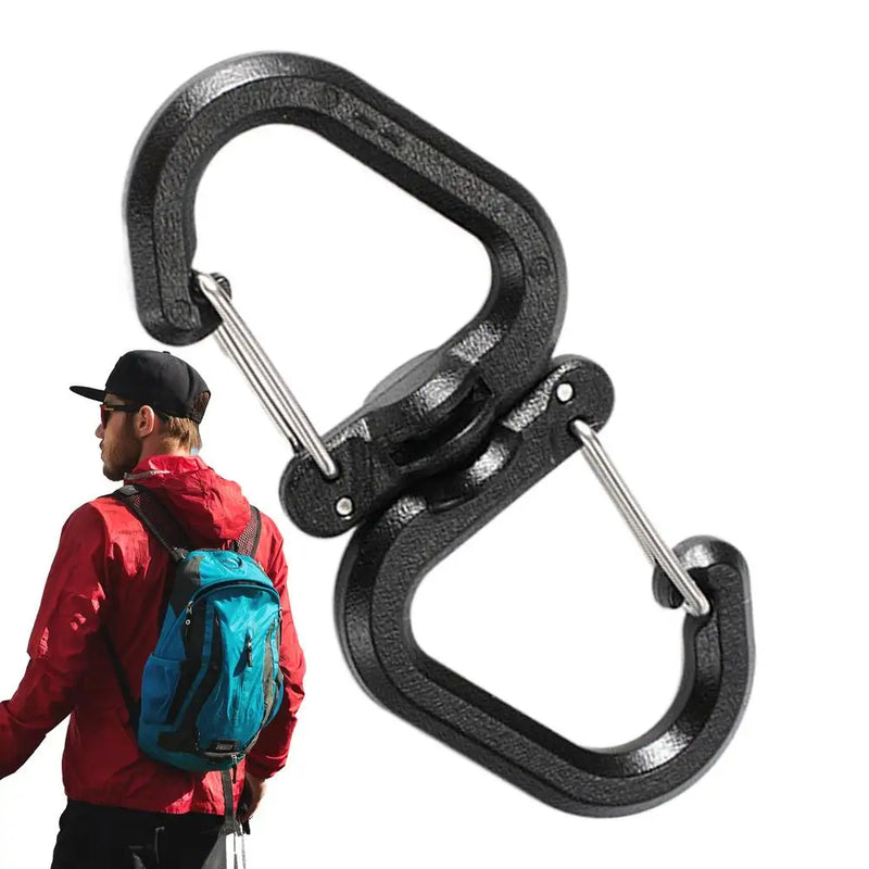 Double Carabiner Keychain Keychain Locking Hooks Portable S Chain Hooks Multi-Use Backpack Keychain Carabiner With 360 Degree